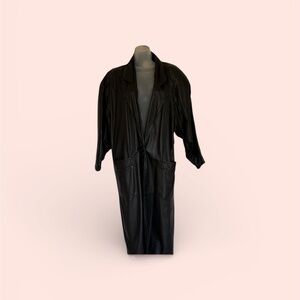 Classic Black Leather Longline Jacket